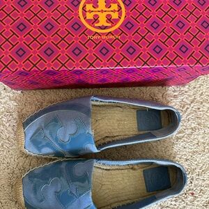 Tory Burch Blue Canvas Espadrilles